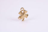 Clover Leaf Charm, Made from Solid Yellow Gold, British Hallmarked, Complete with Attachment Link