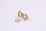 Bow Tie Charm, Made from Solid Cast Yellow Gold, British Hallmarked