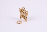 Butterfly Charm, Made from Solid Yellow Gold, British Hallmarked, Complete with Attachment Link