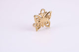 Butterfly Charm, Made from Solid Yellow Gold, British Hallmarked, Complete with Attachment Link