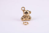 Teddy Bear Charm, Made from Solid Cast Yellow Gold, British Hallmarked, Complete with Attachment Link