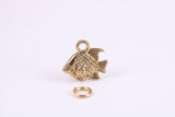 Fish Charm, Made from Solid Yellow Gold, British Hallmarked, Complete with Attachment Link