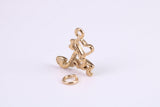 Love Jazz Charm, Made from Solid Cast Yellow Gold, British Hallmarked, Complete with Attachment Link