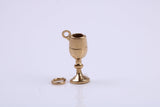 Wine Goblet Charm, Made from Solid Cast Yellow Gold, British Hallmarked, Complete with Attachment Link