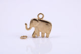 African Elephant Charm, Made from Solid Cast Yellow Gold, British Hallmarked, Complete with Attachment Link