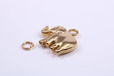 African Elephant Charm, Made from Solid Cast Yellow Gold, British Hallmarked, Complete with Attachment Link