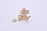 It's A Boy Charm, Traditional Charm, Made from Solid 9ct Yellow Gold, British Hallmarked, Complete with Attachment Link