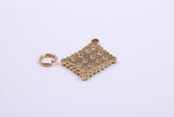 Cracker Biscuit Charm, Traditional Charm, Made from Solid 9ct Yellow Gold, British Hallmarked, Complete with Attachment Link