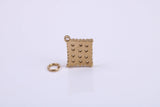 Cracker Biscuit Charm, Traditional Charm, Made from Solid 9ct Yellow Gold, British Hallmarked, Complete with Attachment Link