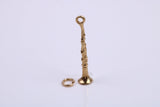 Flute Charm, Traditional Charm, Made from Solid 9ct Yellow Gold, British Hallmarked, Complete with Attachment Link