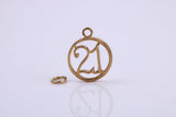 21st Birthday Charm, Traditional Charm, Made from Solid 9ct Yellow Gold, British Hallmarked, Complete with Attachment Link