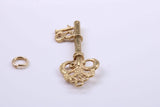 18th Birthday Key Charm, Traditional Charm, Made from Solid Yellow Gold, British Hallmarked, Complete with Attachment Link