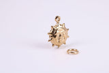 Sun Charm, Traditional Charm, Made from Solid 9ct Yellow Gold, British Hallmarked, Complete with Attachment Link