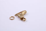 Ice Skate Charm, Made from Solid Cast Yellow Gold, British Hallmarked, Complete with Attachment Link