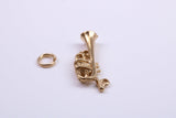 Tuba Charm, Made from Solid Cast Yellow Gold, British Hallmarked, Complete with Attachment Link