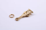 Wine Bottle and Glasses Charm, Made from Solid Cast Yellow Gold, British Hallmarked, Complete with Attachment Link