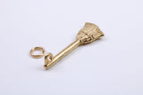 Witches Broom Stick Charm, Made from Solid Cast Yellow Gold, British Hallmarked, Complete with Attachment Link