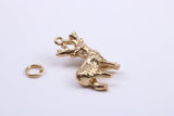 Deer Charm, Traditional Charm, Made from Solid 9ct Yellow Gold, British Hallmarked, Complete with Attachment Link