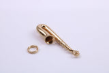 Saxophone Charm, Traditional Charm, Made from Solid 9ct Yellow Gold, British Hallmarked, Complete with Attachment Link