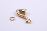 Saxophone Charm, Made from Solid Cast Yellow Gold, British Hallmarked, Complete with Attachment Link