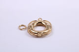 Lifebuoy Charm, Traditional Charm, Made from Solid 9ct Yellow Gold, British Hallmarked, Complete with Attachment Link