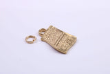 Winning Lottery Ticket Charm, Traditional Charm, Made from Solid 9ct Yellow Gold, British Hallmarked, Complete with Attachment Link