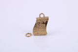 Winning Lottery Ticket Charm, Traditional Charm, Made from Solid 9ct Yellow Gold, British Hallmarked, Complete with Attachment Link
