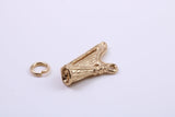 Harp Charm, Traditional Charm, Made from Solid 9ct Yellow Gold, British Hallmarked, Complete with Attachment Link