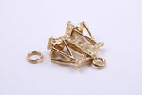 Libra Zodiac Sign Charm, Traditional Charm, Made from Solid 9ct Yellow Gold, British Hallmarked, Complete with Attachment Link