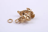 Aquarius Zodiac Sign Charm, Traditional Charm, Made from Solid 9ct Yellow Gold, British Hallmarked, Complete with Attachment Link