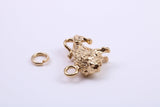 Leo Zodiac Sign Charm, Traditional Charm, Made from Solid 9ct Yellow Gold, British Hallmarked, Complete with Attachment Link