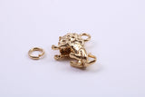 Leo Zodiac Sign Charm, Traditional Charm, Made from Solid 9ct Yellow Gold, British Hallmarked, Complete with Attachment Link