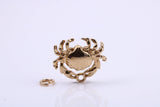 Cancer Zodiac Sign Charm, Traditional Charm, Made from Solid 9ct Yellow Gold, British Hallmarked, Complete with Attachment Link