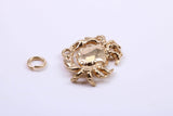 Cancer Zodiac Sign Charm, Traditional Charm, Made from Solid 9ct Yellow Gold, British Hallmarked, Complete with Attachment Link