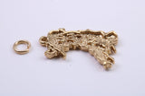 Map of Wales Charm, Traditional Charm, Made from Solid 9ct Yellow Gold, British Hallmarked, Complete with Attachment Link