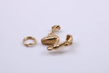 Flying Stork Delivering Baby Charm, Traditional Charm, Made from Solid 9ct Yellow Gold, British Hallmarked, Complete with Attachment Link