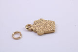 Cup Cake Charm, Traditional Charm, Made from Solid 9ct Yellow Gold, British Hallmarked, Complete with Attachment Link