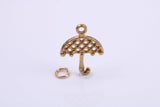 Umbrella Charm, Made from Solid Cast Yellow Gold, British Hallmarked, Complete with Attachment Link