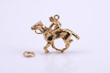 Jockey on Horse Charm, Traditional Charm, Made from Solid 9ct Yellow Gold, British Hallmarked, Complete with Attachment Link
