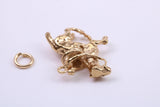 Jockey on Horse Charm, Traditional Charm, Made from Solid 9ct Yellow Gold, British Hallmarked, Complete with Attachment Link