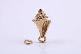 Sea Shell Charm, Made from Solid Cast Yellow Gold, British Hallmarked, Complete with Attachment Link