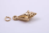 Sea Shell Charm, Made from Solid Cast Yellow Gold, British Hallmarked, Complete with Attachment Link