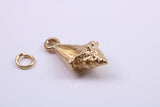 Sea Shell Charm, Made from Solid Cast Yellow Gold, British Hallmarked, Complete with Attachment Link