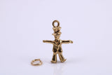 Scarecrow Charm, Traditional Charm, Made from Solid 9ct Yellow Gold, British Hallmarked, Complete with Attachment Link