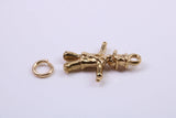 Scarecrow Charm, Traditional Charm, Made from Solid 9ct Yellow Gold, British Hallmarked, Complete with Attachment Link