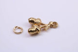 Acorns Charm, Made from Solid 9ct Yellow Gold, British Hallmarked, Complete with Attachment Link