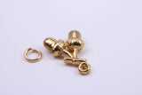 Acorns Charm, Made from Solid 9ct Yellow Gold, British Hallmarked, Complete with Attachment Link
