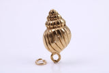 Sea Shell Charm, Made from Solid Cast Yellow Gold, British Hallmarked, Complete with Attachment Link