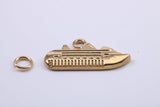 Cruise Ship Charm, Traditional Charm, Made from Solid 9ct Yellow Gold, British Hallmarked, Complete with Attachment Link
