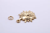 Sun Charm, Traditional Charm, Made from Solid 9ct Yellow Gold, British Hallmarked, Complete with Attachment Link